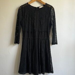 Black lace 3/4 sleeved knee length dress US M